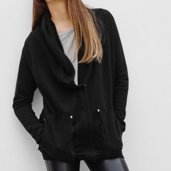 Wilfred Tops - Wilfred Free‎ Black Studded Pocket Hooded Cardigan Jacket Womens XS